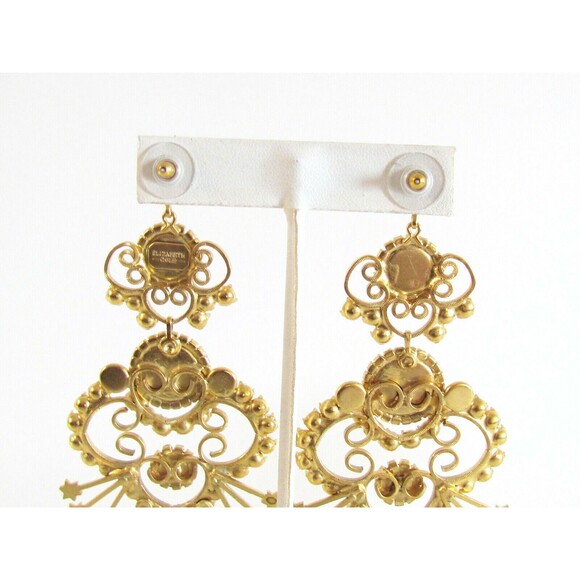 Women's Earrings Designer Elizabeth Cole Faux Pearl/Crystal Gold Plated Earrings - Picture 10 of 11